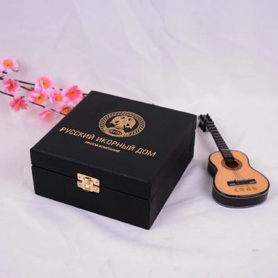 Boîte cadeau en cuir en PU pour caviar vide avec feuille d'or étanche à l'eau