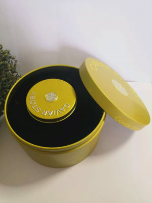 Boîte d' étain de caviar sous vide pour 30g / 50g Cavair avec logo de cuillère à balai en relief