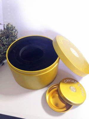Boîte d' étain de caviar sous vide pour 30g / 50g Cavair avec logo de cuillère à balai en relief
