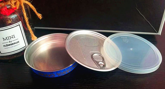 Caviar Ring tiré en ferre facile à ouvrir en aluminium avec un couvercle en plastique 3,5 oz et 7 oz