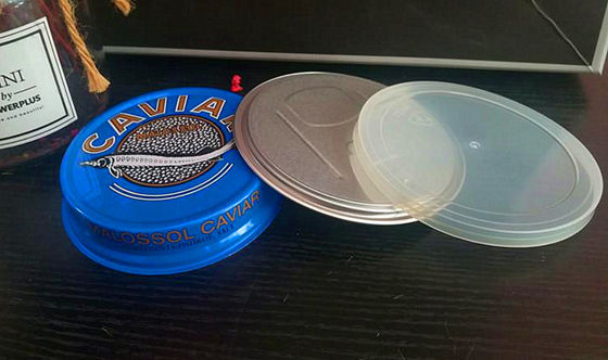 Caviar Ring tiré en ferre facile à ouvrir en aluminium avec un couvercle en plastique 3,5 oz et 7 oz