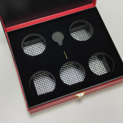 Coffret cadeau caviar de haute qualité en cuir PU avec logo feuille d'or pour étain 30g et 125g étanche