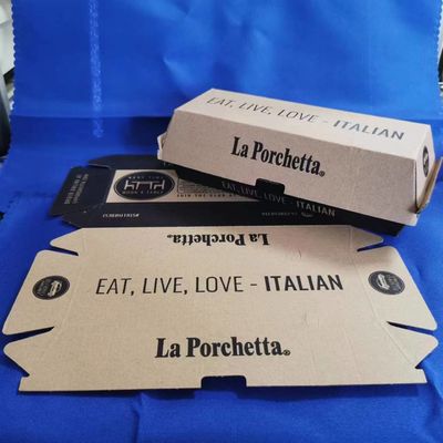 Boîte d'emballage en carton ondulé pour hamburgers, collations et aliments, conçue sur mesure à moindre coût