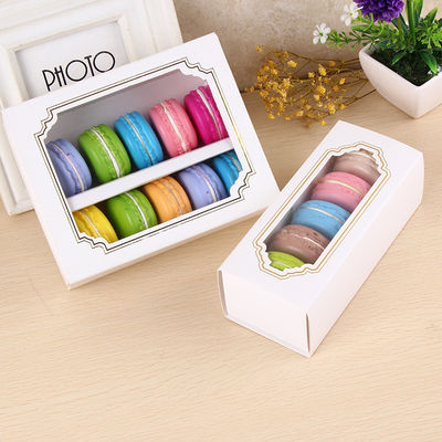Boîte d'emballage personnalisée pour les macarons avec fenêtre transparente 15,7x12,8x5,8 cm