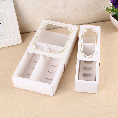 Boîte d'emballage personnalisée pour les macarons avec fenêtre transparente 15,7x12,8x5,8 cm