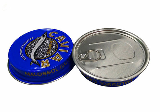 3.5oz 7oz Ring Pull Caviar Packaging Container, Caviar en aluminium boîte en ferraille