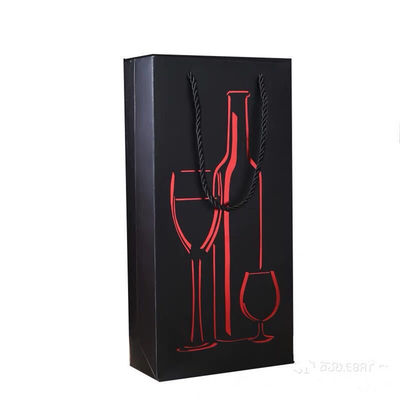 Sacs cadeaux en papier revêtus pour bouteilles de vin, vernis revêtu de sac à vin unique