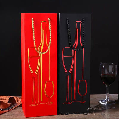 Sacs cadeaux en papier revêtus pour bouteilles de vin, vernis revêtu de sac à vin unique