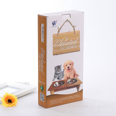 Boîte d'emballage en papier rectangulaire personnalisée, boîtes pliables en carton pour le bol des animaux de compagnie
