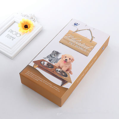 Boîte d'emballage en papier rectangulaire personnalisée, boîtes pliables en carton pour le bol des animaux de compagnie