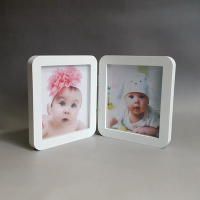 Matériau en bois Cadre photo personnalisé 12 mois Kit d'empreintes de main et d'empreintes de pieds