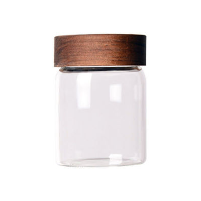 Bouteille en verre résistant à la chaleur avec couvercle à vis en bois d'acacia