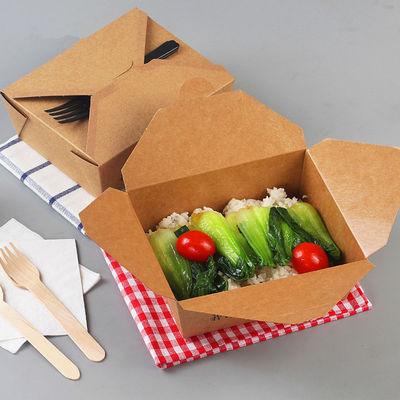 Produits jetables à emporter en papier artisanal, déjeuner, boîte à nourriture, boîte à repas en papier