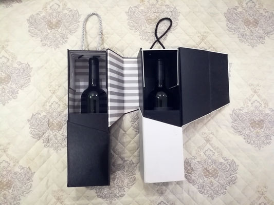Boîte de carton pliable de luxe avec fermeture magnétique Emballage bouteille de vin artisanale