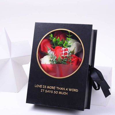 Boîte cadeau en papier rigide rose en vrac, boîte à fleurs ronde et carrée avec ruban