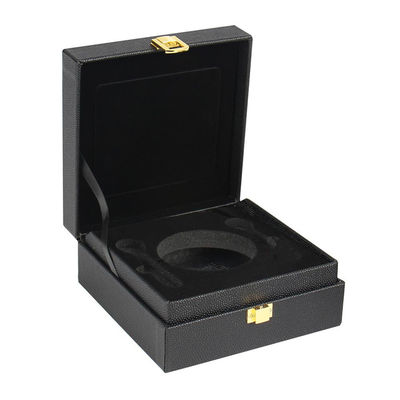 Boîte cadeau en cuir PU pour caviar avec feuille d'or