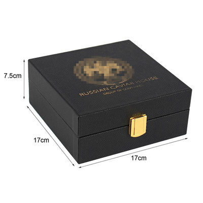Boîte cadeau en cuir PU pour caviar avec feuille d'or