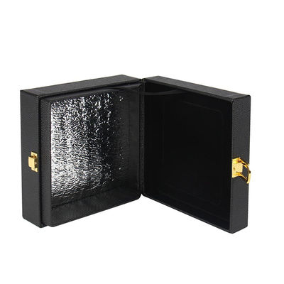 Boîte cadeau en cuir PU pour caviar avec feuille d'or