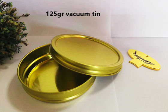 125 g boîte en ferraille de caviar vide et ronde avec 0,28 mm de plaque d'étain